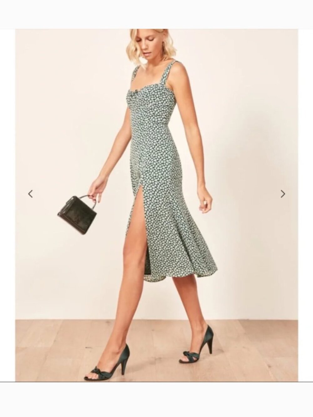 Reformation Peridot Midi Dress Venezuela Sleeveless Green Floral Size 2